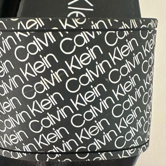 Calvin Klein Black Logo Slide Sandals. - Picture 2 of 6